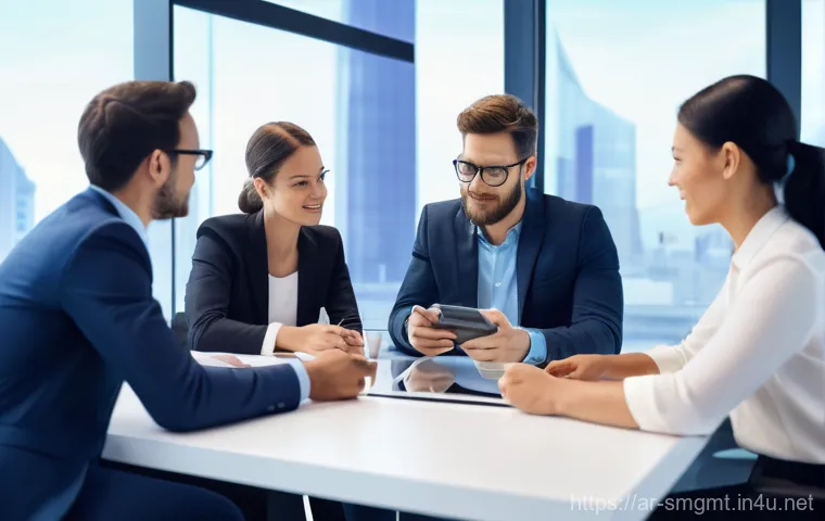 스포츠경영관리사와 스포츠 컨설팅 비법 - **Prompt:** A dynamic, high-tech meeting scene in a modern sports management office. A diverse group...