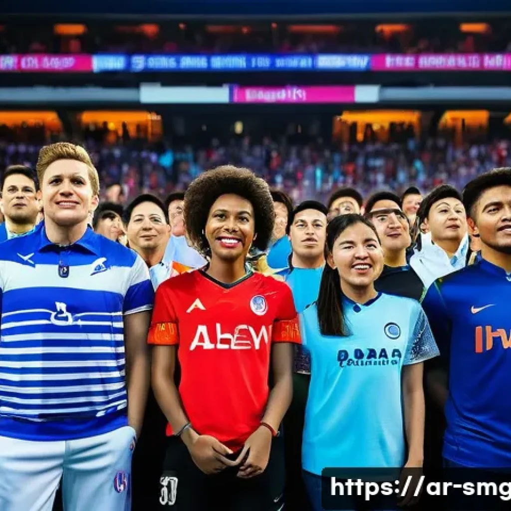 스포츠경영관리사와 스포츠 매거진 분석 - **Prompt:** A vibrant, futuristic sports stadium packed with a diverse crowd of enthusiastic fans of...