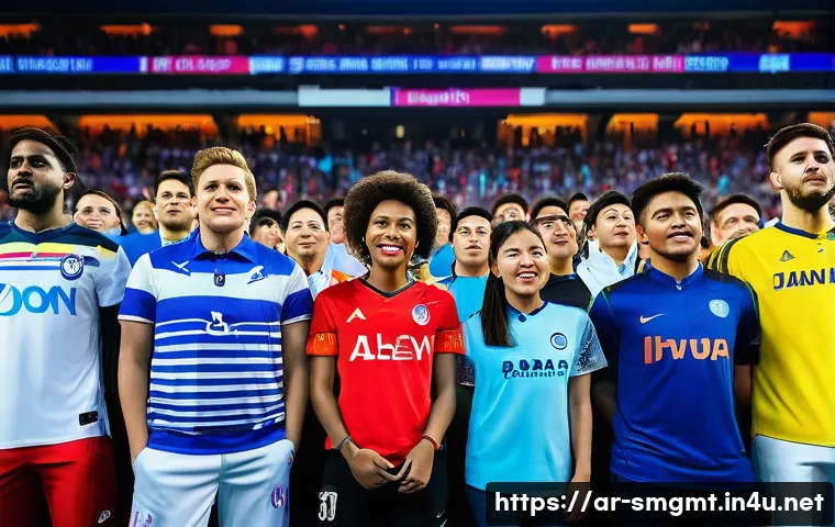 스포츠경영관리사와 스포츠 매거진 분석 - **Prompt:** A vibrant, futuristic sports stadium packed with a diverse crowd of enthusiastic fans of...