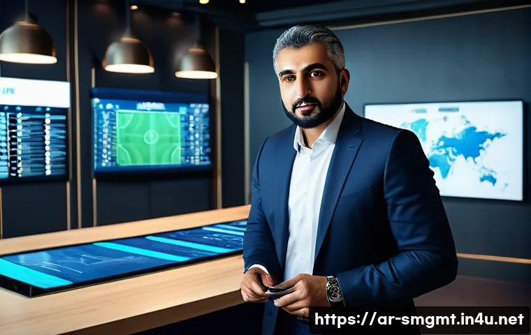 스포츠경영관리사와 팬 기념품 제작 사례 - **Prompt: The Visionary Arab Sports Director** A wide-angle, highly detailed, photorealistic ima...