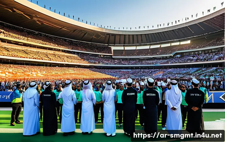 스포츠경영관리사와 스포츠 조직 운영 - A vibrant and modern sports event scene set in a large, state-of-the-art stadium in the Middle East ...