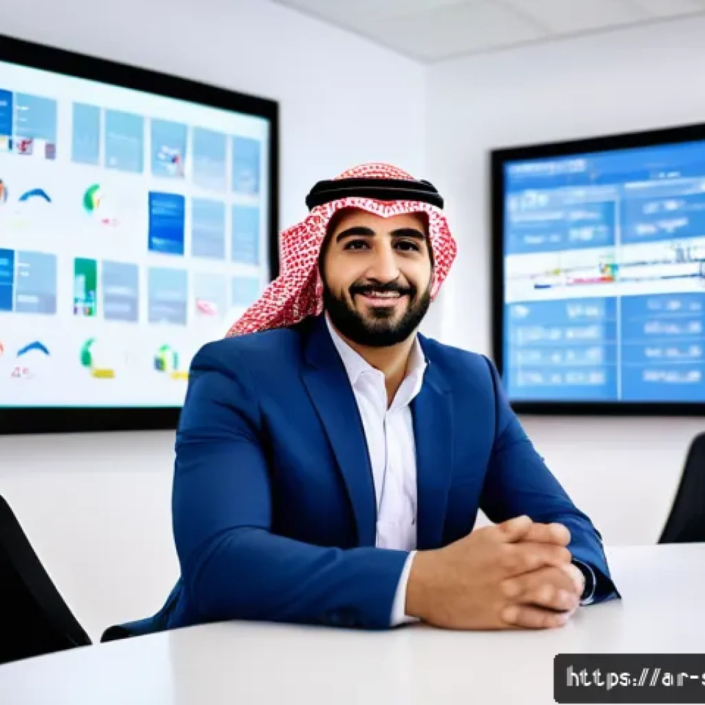 스포츠경영관리사 자격증의 장점과 단점 - A professional Arab male sports manager in his early 30s wearing business casual attire and a tradit...