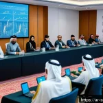 스포츠경영관리사 자격증 취득 방법 - A professional Middle Eastern sports management seminar scene, featuring diverse Arab men and women ...