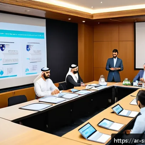스포츠경영관리사 관련 자격증 추천 - A professional Arab sports management training seminar scene, featuring a diverse group of men and w...